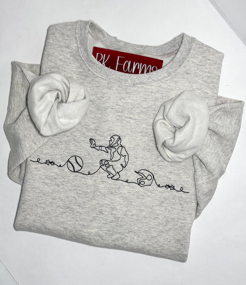 Baseball Catcher Line Art Sweatshirt