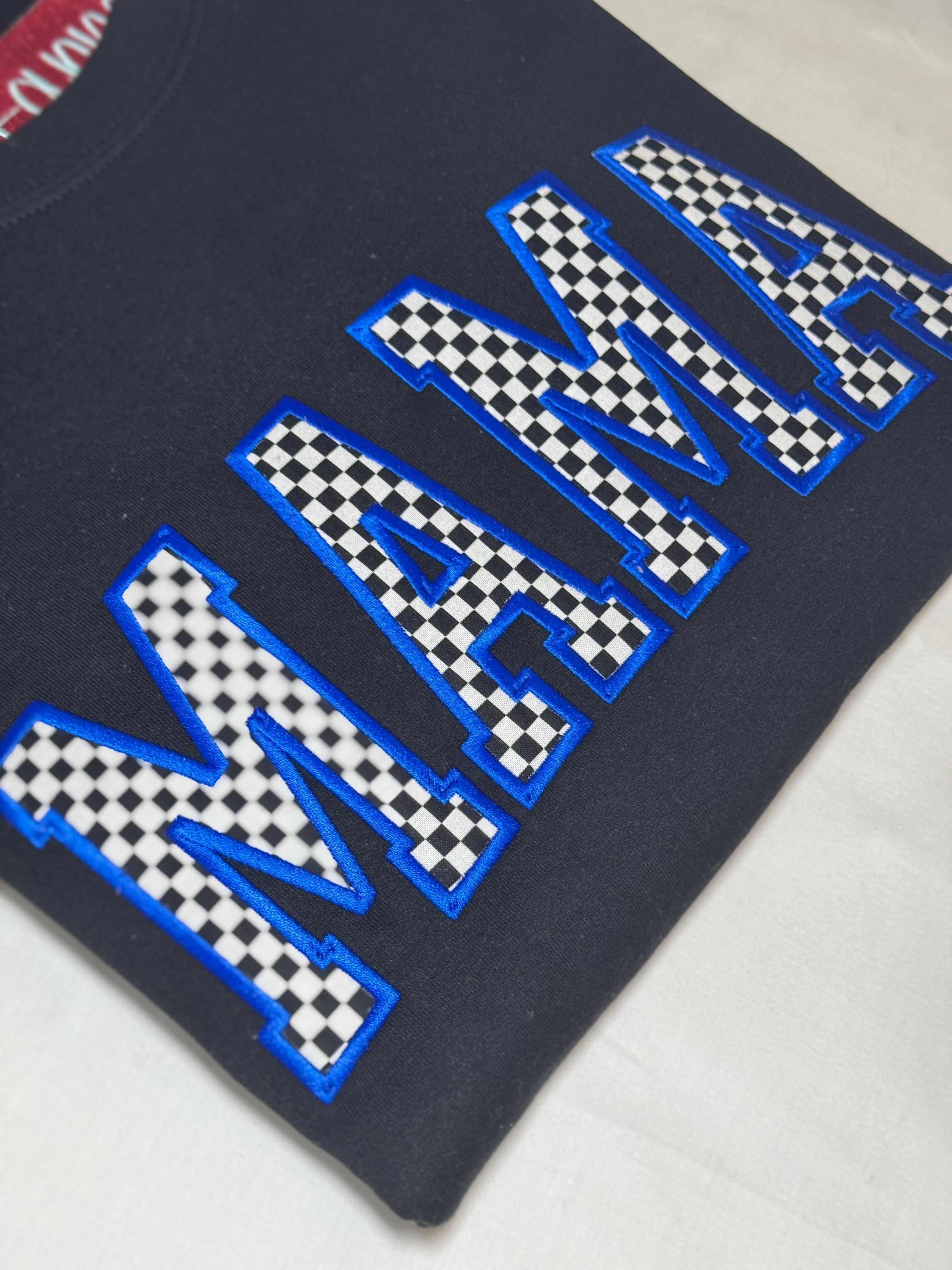 Retro Black and White Checkered MAMA sweatshirt