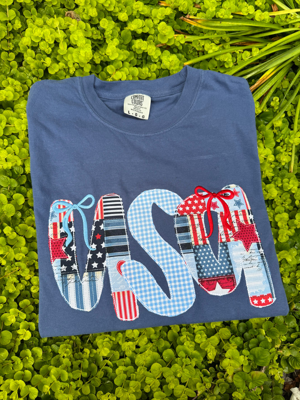 4th of July tshirt, USA tshirt embroidered appliqué