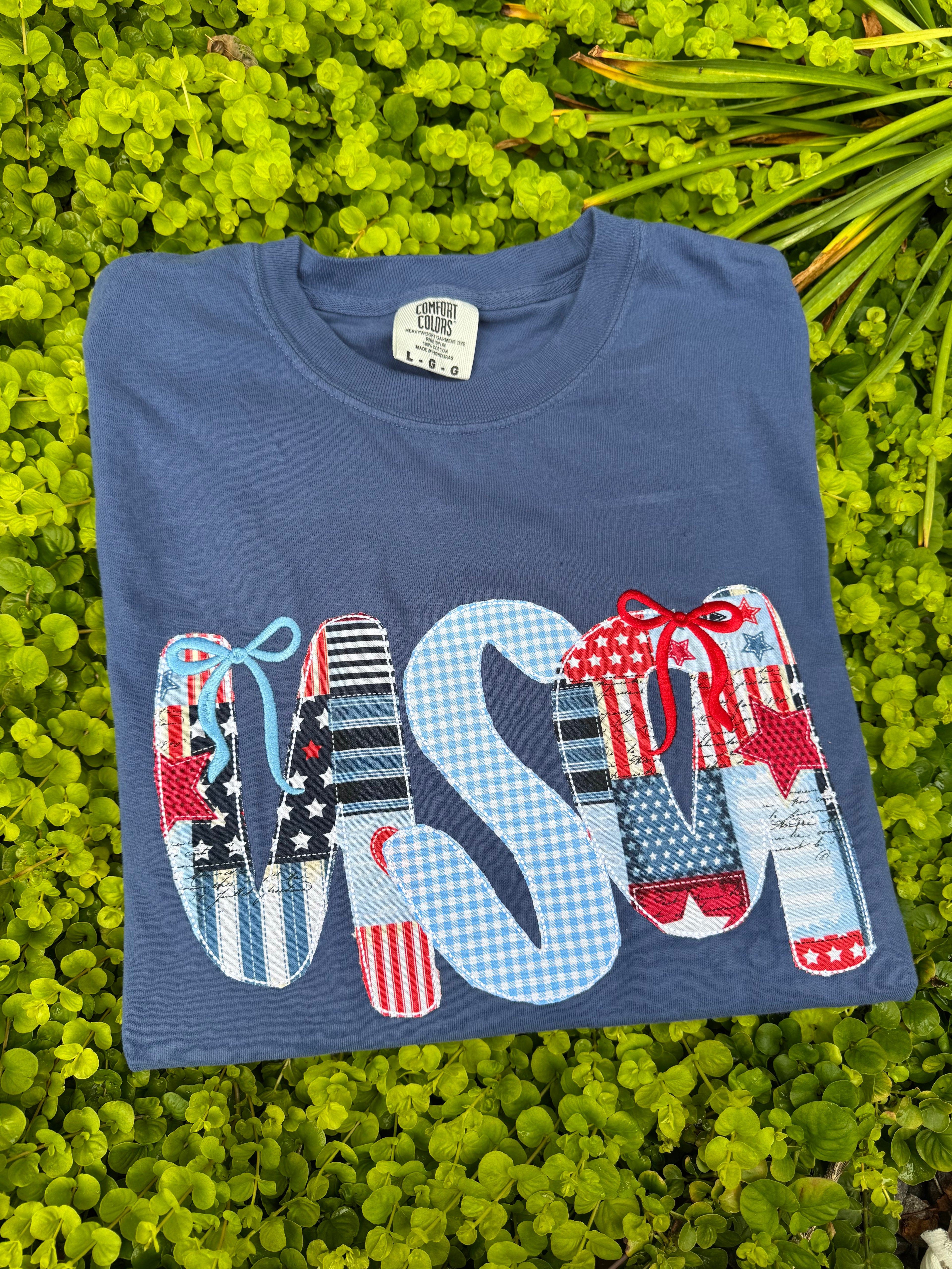 4th of July tshirt, USA tshirt embroidered appliqué