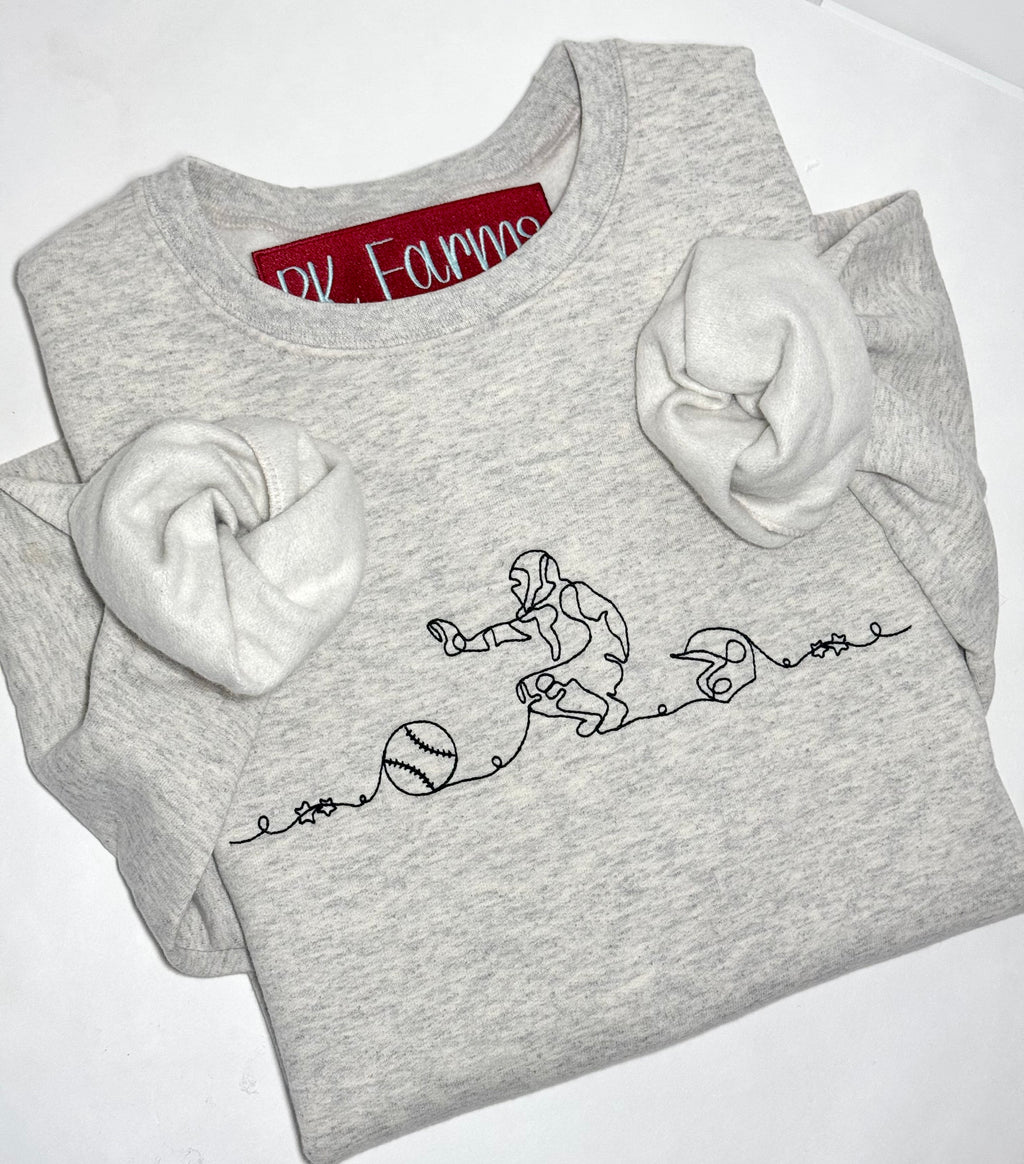 Baseball Catcher Line Art Sweatshirt