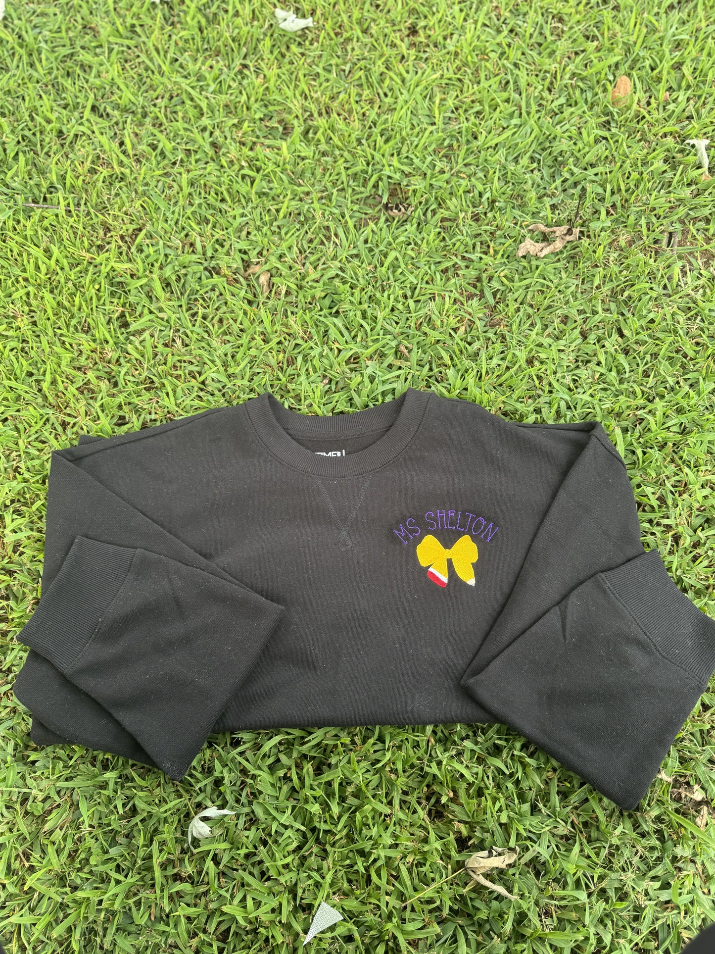 Pencil Bow Teacher name sweater