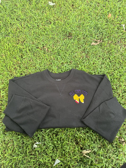 Pencil Bow Teacher name sweater