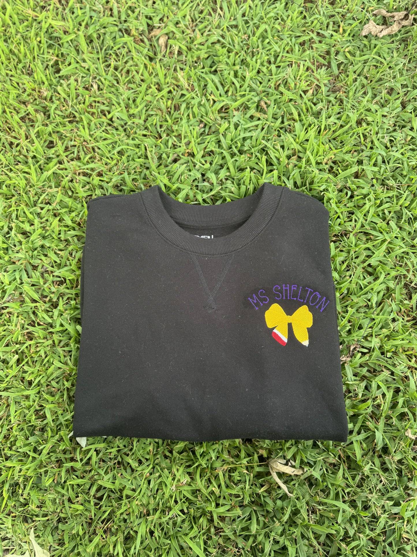 Pencil Bow Teacher name sweater