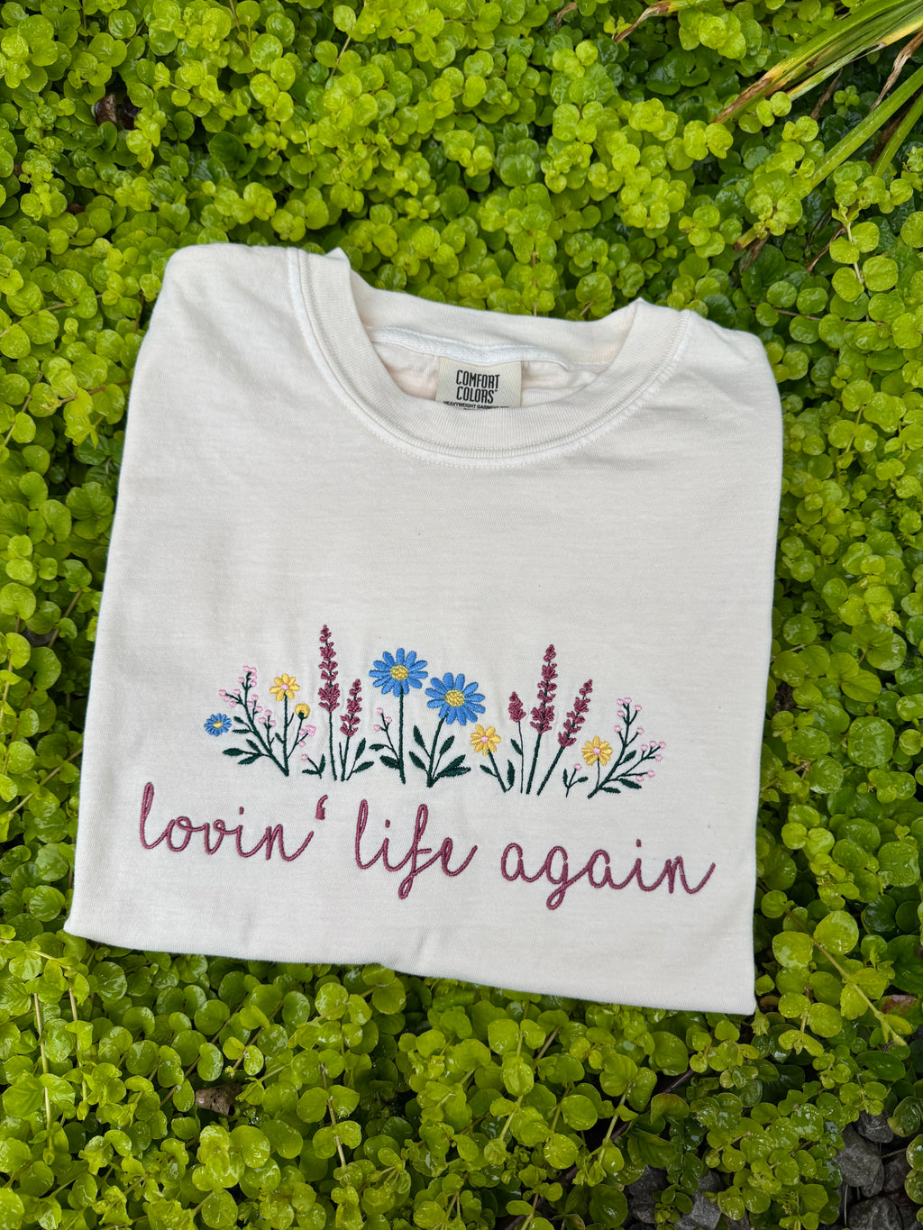 Loving life again flowered tshirt
