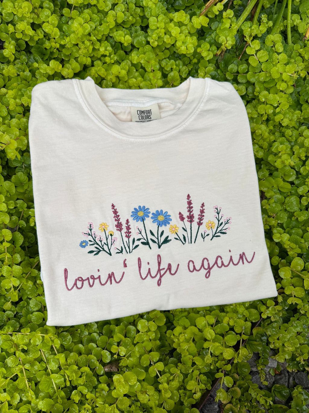 Loving life again flowered tshirt